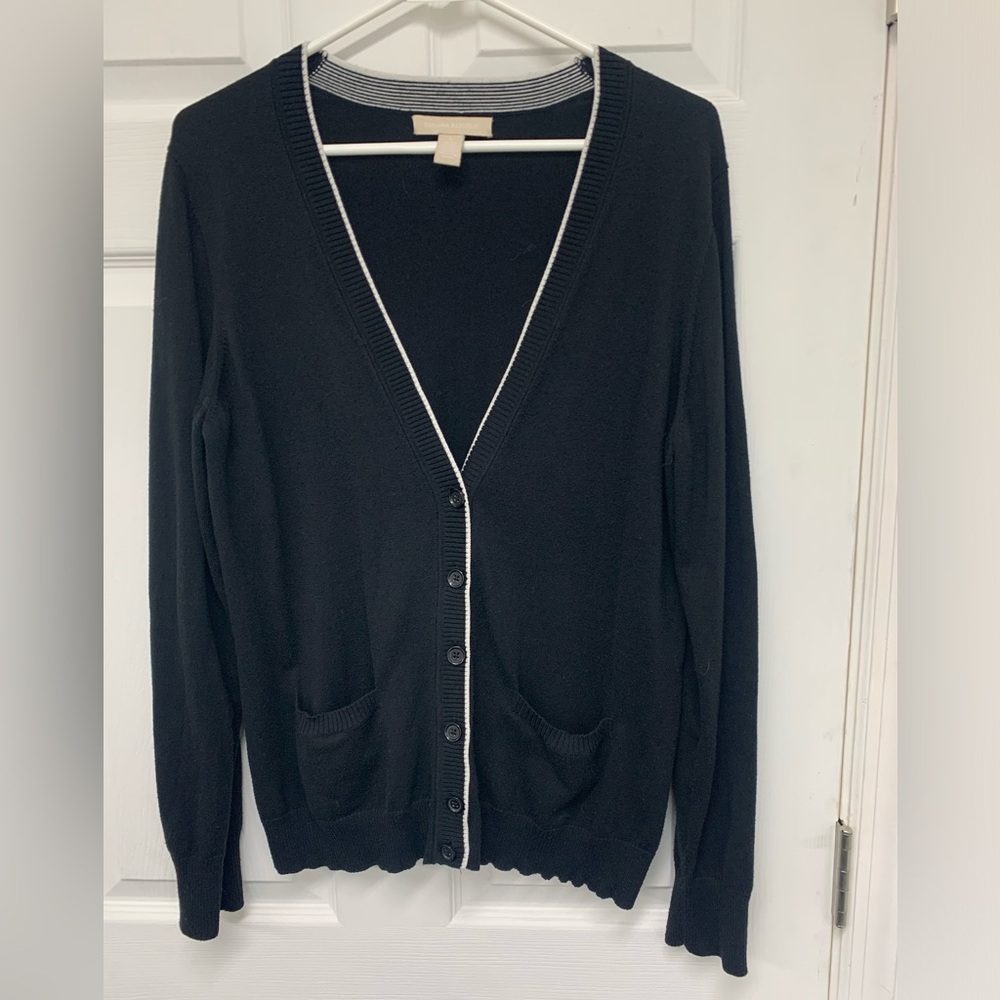 Banana Republic black/white preppy cardigan sz L